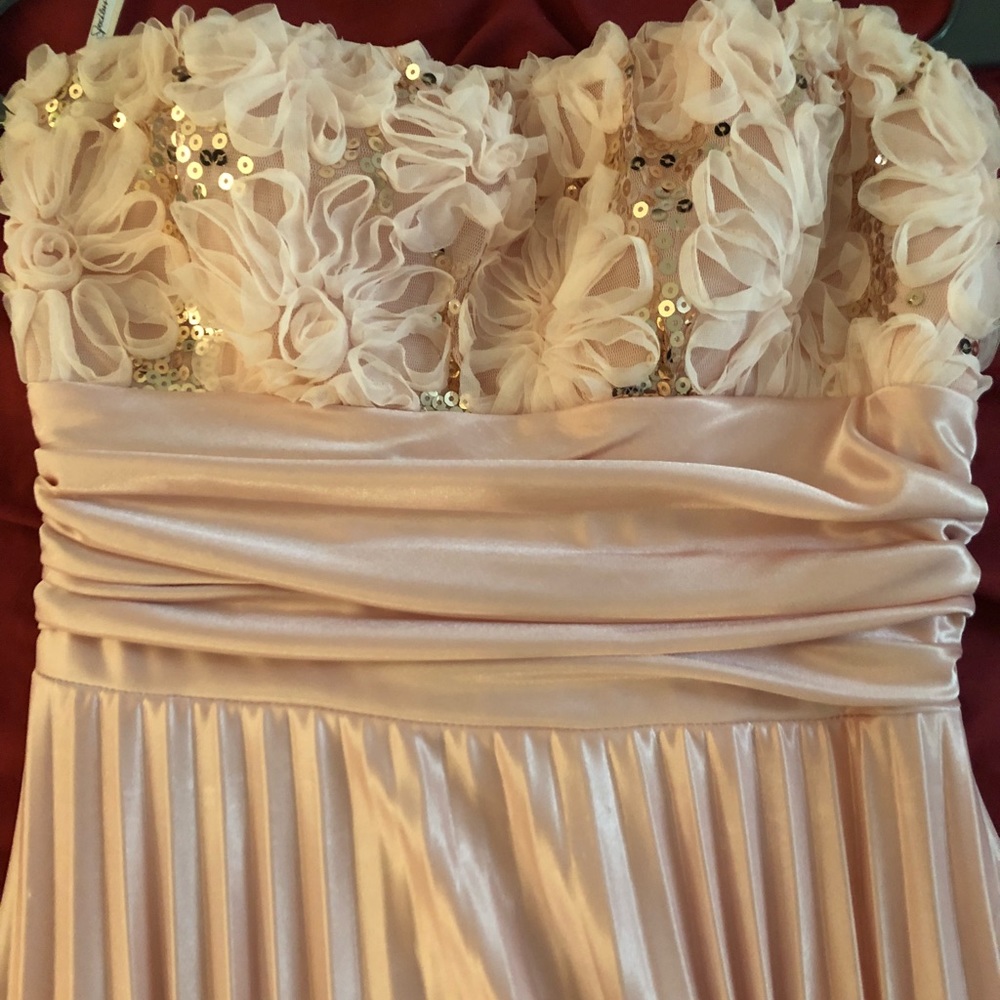 Formal pink dress with gold sequence